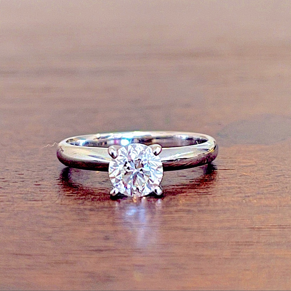 14K white gold solitaire engagement ring